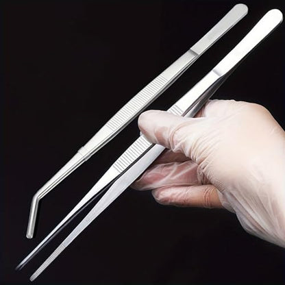 Stainless Steel Reptile Feeding Tongs Tweezers for Aquarium, Terrarium & Crafts Bearded Dragon Snake Tank Accessories, Planted Tank Tools Feeder for Lizards-5.51 Inches Straight - size: 5.51 Inches Straight