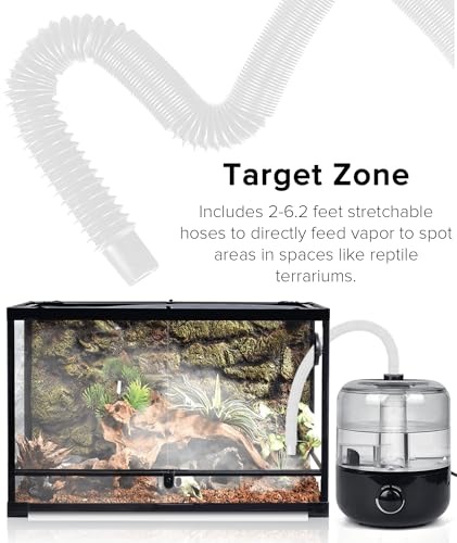 Reptile Fogger Humidifier Mister for Reptile Tank, 2.5L Top-Fill Terrarium Humidifier with Hose for Snakes, Tortoises, Chameleons and Ball Python, AUAAQ Reptile humidifers