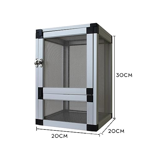 Reptile Habitat Ventilation Cages Feeding Container for Gerbils Chameleons Hamsters, Silver - color: Silver