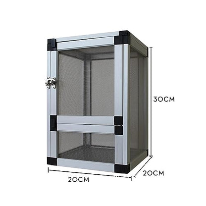 Reptile Habitat Ventilation Cages Feeding Container for Gerbils Chameleons Hamsters, Silver - color: Silver