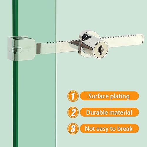 2 Pack Sliding Glass Door with Key,Ratchet Lock with Chrome Finish,Display Case Locks Showcase Lock,Security Showcase Display Door Lock with Key,Cabinet Doors Lock,Keyed Alike