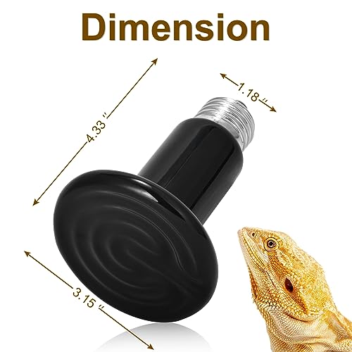 Ceramic Heat Emitter - 100W Reptile Heat Lamp, No Light Emitted Bulb, Reliable and Safe Heat Bulb for Reptile & Amphibian