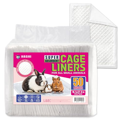 HA SHI Absorbent Bird Cage Liner Pads, 50 Count, 27.9 x 16.1 in, 5-Layer | 50 disposable 5-layer cage liner pads, 27.9 x 16.1 in. Absorbent with a leak-resistant backing; trim to fit, easy cleanup.