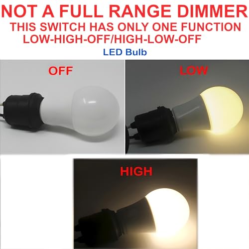 ZE-256 2 Wire Inline Lamp Dimmer 2-Level Lighting Switch Kit Replacement 500W 120V AC Light Controller for Table Lamps, Floor Lamps, Wall-Mounted Lamps and Lighting Fixtures