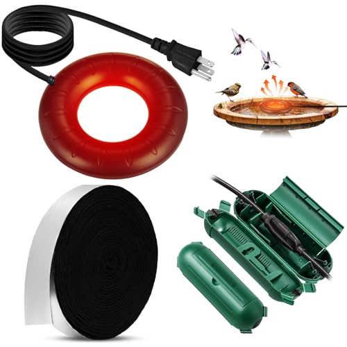 Relaxweex 3 Pcs Bird Bath Fountain Submersible Birdbath Hummingbird Water Trough for Outdoor Garden Patio Lawn Pond Poultry Horse Drink, Pipe Tape Cord Cover(Black,70 W) - color: Black, style: 70 W