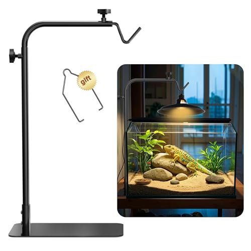Reptile Heat Lamp Stand Adjustable 18"-32": Light Holder Fixture with Heavy Base for Bearded Dragon, Turtle, Snake, Lizard – Terrarium Heating Dome Lamps for Tank or Aquarium Use - size: 32" Height