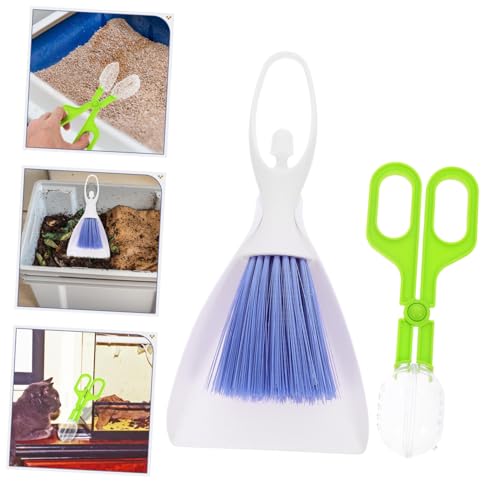 Kisangel 3pcs Broom Dustpan Set Reptile Supplies Litter Scoop Handheld Broom for Pet Waste Cleaning