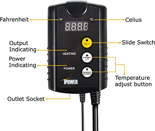 iPower GLHTMTCTRLHTMTL 48" x 20" Warm Hydroponic Seedling Heat Mat and Digital Thermostat Control Combo Set for Plant Germination, Black - size: 48" x 20", style: with Controller