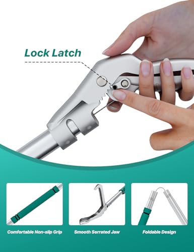 69" Snake Grabber Tool – Heavy Duty Locking Reptile Tongs for Rattlesnakes, Long Reach Folding Snake Catcher for Outdoor, Garden, and Emergency Use - size: 69 Inch