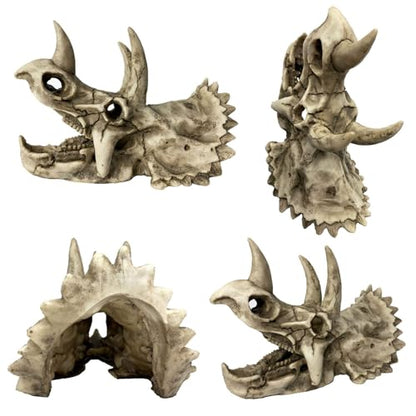 kathson Large Resin Dinosaur Triceratops Skull Décor Aquarium Decoration Reptiles Hideout Fish Tank Ornament Home Landscape Decor - style: Triceratops Skull