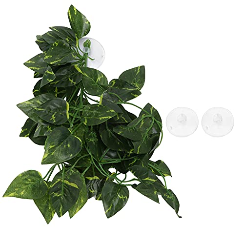 Wnvivi Reptile Simulation Plant,Artificial Vines Plants Reptile Terrarium Decoration,Simulated Fake Leaves with Suction Cup for Reptile Habitat Decor(A2) - color: A2