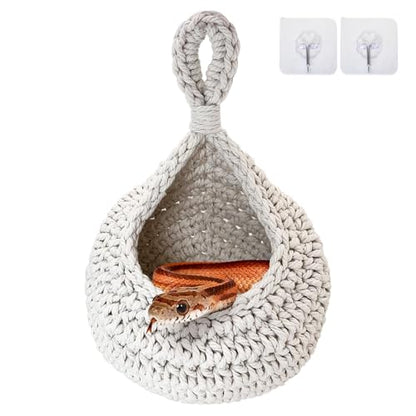 PINVNBY Bearded Dragon Hammock, Wall-Mounted Snake Hammock with Adhesive Hook Snake Enclosure Accessories Habitat Terrarium Decor for Chameleon Lizards Gecko (S)