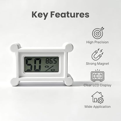 2 Pcs Reptile Thermometer and Humidity Gauge, Digital Thermometer with Strong Magnet, Mini Digital Hygrometer with LCD Screen for Reptile Terrariums and Seed Starter Trays