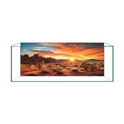 Aquarium Background & Terrarium Background – Ultra HD Static Cling, Tape-Free, Desert Sunset Design for Reptile Tank Decorations, Perfect for Bearded Dragon and Leopard Gecko Tanks 17.7 X 47.2 Inches - size: 17.7 X 47.2 Inches