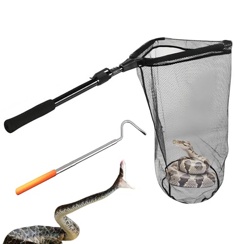 Escape-Proof Snake Catcher Net – Professional Telescopic Reptile Handling Tool with Deep Bag & Non-Slip Grip – Safe Capture and Removal Kit
