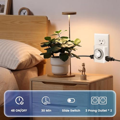 Outlet Timer,Timers for Electrical Outlets Indoor with 3-Prong Dual Outlet,24-Hour 30 Minute Daily On/Off Cycle, Plug-in Mechanical Timers for Christmas Lights, Lamps, Grow Light (3-Pack) - style: 3-Prong(3 PACK)