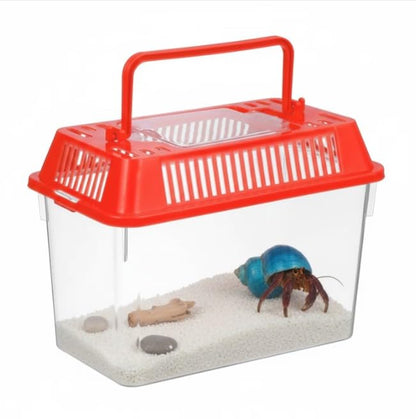 Kritter Karrier Small Animal Carrier Tank 8.5" x 6" x 6" Plastic Travel Habitat for Reptiles, Hamsters, Insects, Fish & Small Pets Durable Critter Transport Container