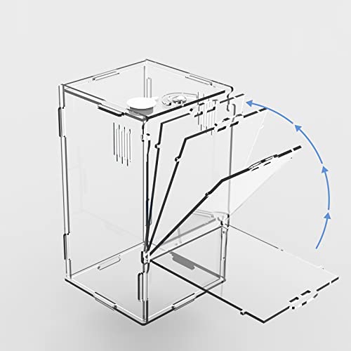 BETAZOOER Acrylic Mini Reptile Tank Habitat Transparent Terrariums with Locking Latch Suitable for Tarantula Isopod Roach Invertebrates (8''x6''x14'') - size: Large