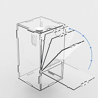 BETAZOOER Acrylic Mini Reptile Tank Habitat Transparent Terrariums with Locking Latch Suitable for Tarantula Isopod Roach Invertebrates (8''x6''x14'') - size: Large