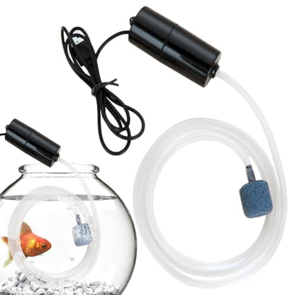 5V Water Pump - Battery-Operated Aquarium Pump with Uniform Air Bubble,5V USB Water Small Oxygenator for Small Fish Farming Fish Tank - color: Black