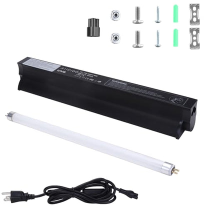 Aiicioo T5 HO UVB Reptile Light Fixture 5.0 8W Light Combo Kit 12 Inch Light Fixture Reptile Terrarium Hood with 8W Reptile Light Bar for Bearded Dragon Lizards Turtle Tank - size: 5.0 8W 12Inch