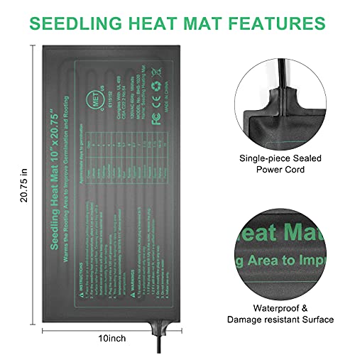 Seedling Heat Mat Hydroponic Plants Heating Pad, Seed Starting Greenhouse and Germination, Waterproof Durable Heating Pad for Indoor Home Gardening Seed Starter(10“x20.75”) - size: 10''x20.75'' 1 Pack