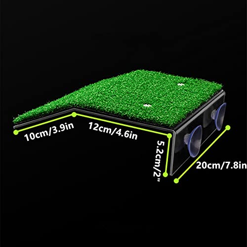 DoubleWood Lawn Turtle Basking Platform Turtle Resting Basking Platform, Simulation Grass Turtle Ramp for Turtle Tank, for Small Reptile Frog Terrapin (Large) - size: Large