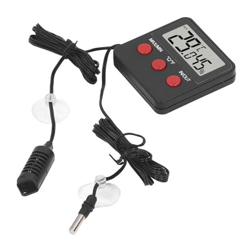 Mini Digital Hygrometer Temperature Monitor for Incubator with 2 Probes Lightweight Compact for Reptile Water Tank