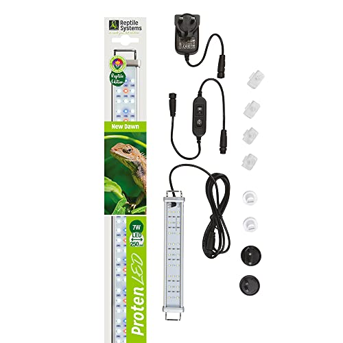 Reptile Systems New Dawn LED ProTen Fixture – Full Spectrum 10-18in 7w Lighting with Integrated Cooling – for Terrariums & Vivariums – Highlights Natural Behavior & Color - size: 1 Count (Pack of 1)