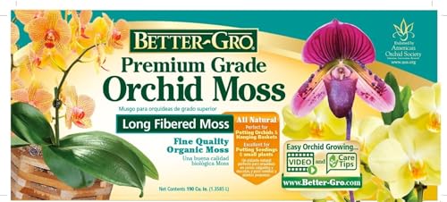 Better-Gro Premium Grade Orchid Moss - 100% Natural,Imported Sphagnum Moss for Orchids,Ferns,and Hostas,Excellent for Hanging Baskets and Propagating Plants - 190 Cubic Inches,(Pack of 12) - size: 190 cu. in. (Pack of 12)