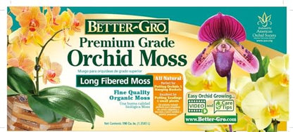 Better-Gro Premium Grade Orchid Moss - 100% Natural,Imported Sphagnum Moss for Orchids,Ferns,and Hostas,Excellent for Hanging Baskets and Propagating Plants - 190 Cubic Inches,(Pack of 12) - size: 190 cu. in. (Pack of 12)