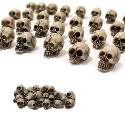 20PCS Mini Skull Figurine Miniature Set, Tiny Resin Skeleton Bone Skull Heads Statues for Halloween Prank Props, Desktop, Witchcraft, Haunted Dollhouse Micro Landscape Figure DIY Crafts Accessories
