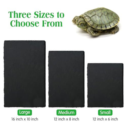 Tfwadmx Reptile Basking Platform 16 x 10 inch, Large Tortoise Feeding Bathing Area Natural Rock Reptile Food Bowl Landscape Habitat Decor for Turtle Lizard Bearded Dragon Crested Gecko Snake - size: 1pcs-16"x 10"