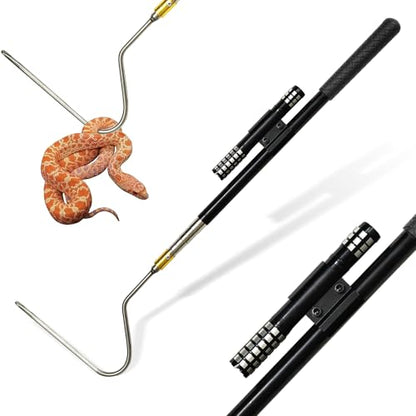 22"-64" Snake Grabber Hook Reptile Rattle Series Pick-up Handling Tool Kit for Catching Controlling Moving Snakes (Black) - color: BLACK