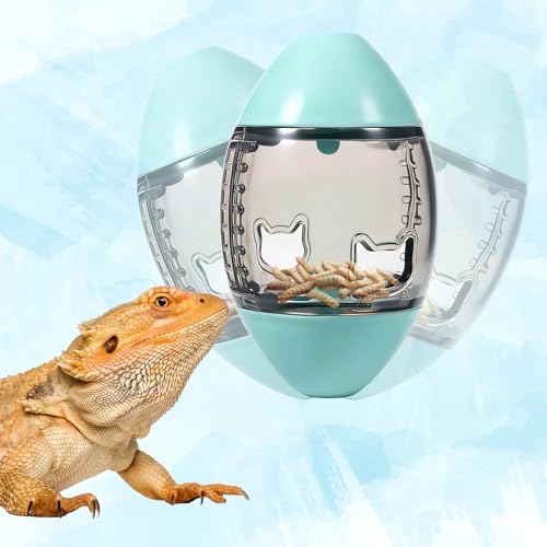 Bearded Dragon Toys Interactive Lizard Feeder Toys Rugby Shape Gecko Feeder Ball for Bearded Dragon Enrichment Gecko Small Animals Enrichment Accessories