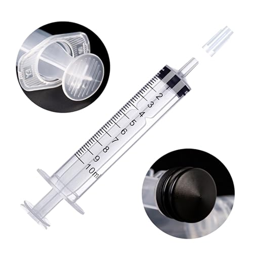 12 Pack 10ml Syringe for Liquid Without Needle,Syringe with Cap,Individually Wrapped,Measurement for Scientific Labs,Measuring Liquids,Pet Feeding,Oil or Glue Applicator (A 12 Pack 10ml) Straight Mouth - size: A 12 Pack 10ml
