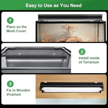 Leoterra T5 8W 10.0 UVB Reptile Light Fixture and Bulb Kit, High Output UVB/UVA Lighting System Linkable Design,Multiple Mounting Options for Bearded Dragons, Tortoises, Uromastyx - Plug and Play