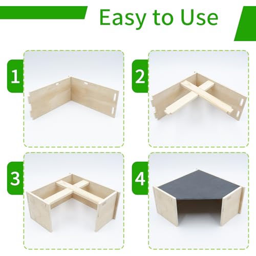 2-in-1 Bearded Dragon Basking Platform with Hideout, Slate Rocks for Reptiles with Base, Leopard Gecko Hides and Caves, Reptile Tank Accessories for Bearded Dragons, Geckos, Ball Pythons, Tortoise