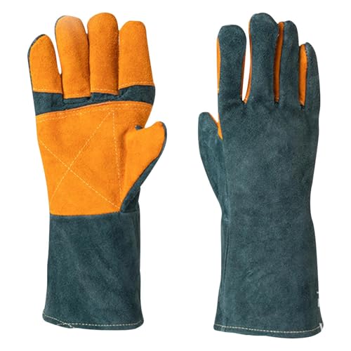 Animal Handling Gloves - Protective Pet Grooming Mitts, Scratch Resistant Cat Safety Gear | Reptile Handling Glove Leather, Puncture Proof Dog Training Gloves for Veterinary Use Wildlife Care - color: A