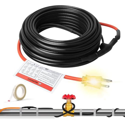 Superior Pipe Heat Cable for Pipe Freeze Protection, Self-Regulating Heat Tape for Pipes of Metal and Plastic, Energy-Saving Water Pipe Heat Cable Keeps Water Flowing at -40°F, 70Ft, 120V - style: 70-feet