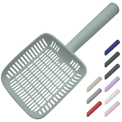 TypeC Cat Litter Scoop - Small Holes (0.11in) Big Size Scooper - Long Handle & Easy Cleaning - Hanger for Litter Box - color: Mint