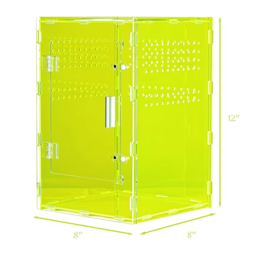 8x8x12 Reptile Enclosure Acrylic Terrarium – Cyberpunk Light Green Reptile Tank Featuring New Caledonia Rainforest Style for Geckos & Invertebrates - color: LightGreen