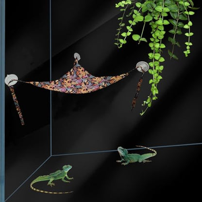 COMSUN 4 Pack Bearded Dragon Hammock with Suction Cup, Reptile Hammocks Lounger Suitable for Resting or Sleeping, Fabric Reptile Hammock for Lizards, Chameleon and Gecko (Rectangle and Triangle) - color: Black and Green