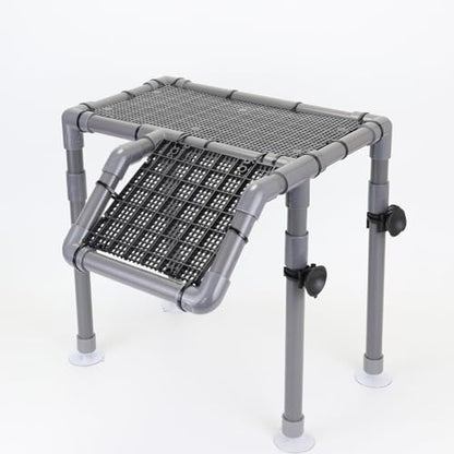 Extra Large Turtle Basking Platform, Aquatic Turtle Tank Accessories with Non-Slip Ramp, PVC Standing Dock for 75-120 Gallon Tanks - size: Basking Platform 13.4" W × 7.7" D