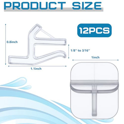 Chunful 12 Pcs Aquarium Lid Clips Rimless Fish Tank Top Cover Rim Lid Support Holder Clip Clear PC Aquarium Hoods Clamps for 1/8" to 3/16" Glass