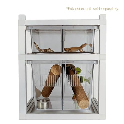 Stackable Reptile Rack with Base, 13x10x8 Inch Reptile Rack Drawer System with Bins, Modular Stackable Gecko Breeding Enclosure with Removable Divider & Ventilated Lid – Expandable up to 6 Levels - size: 13x10x8-base