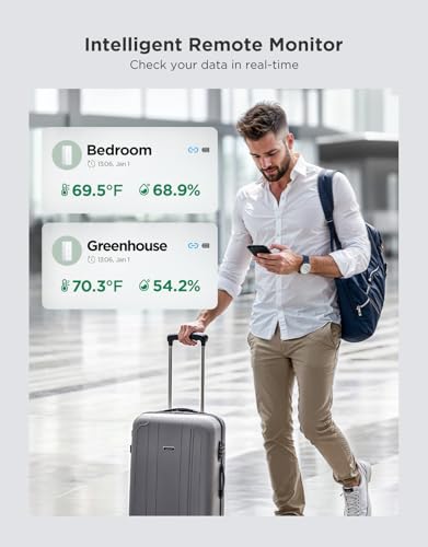 GoveeLife 2.0 WiFi Hygrometer Thermometer 3 Pack, Smart Humidity Temperature Sensor with App Notifications, Temperature Humidity for Bedroom, Wine Cellar, Basements(Only Support 2.4G Wi-Fi) - style: BT Gateway + 3 Sensor