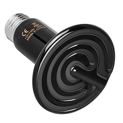 Simple Deluxe 50W Ceramic Heat Emitter Reptile Heat Lamp Bulb No Light Emitting Brooder Coop Heater for Amphibian Pet & Incubating Chicken Black - size: 50 W, style: 1-Pack