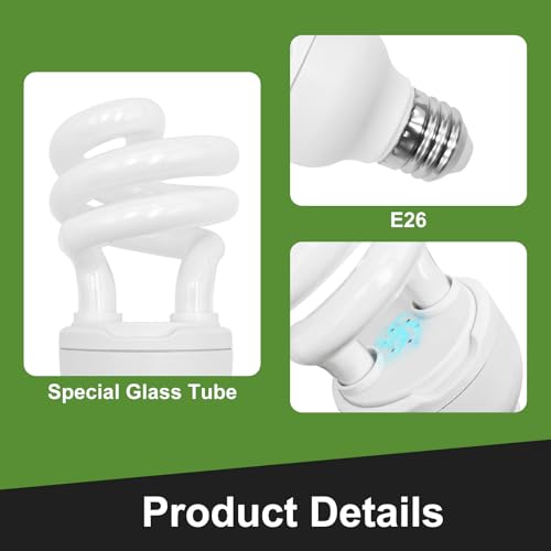 UVB Reptile Light, 5.0 15W UVA UVB Light for Reptiles, Spiral Compact Fluorescent UVB Bulb for Chameleons Tortoise Iguanas and Snakes - size: 5.5 in 5.0