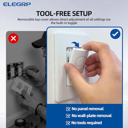 ELEGRP Humidity Sensor Switch for Exhaust Fan, Bathroom Moisture Control, Automate Ventilation, Air Circulation, Ground Wire Required, Single Pole, White, 1 Pack - style: Fan Control Only
